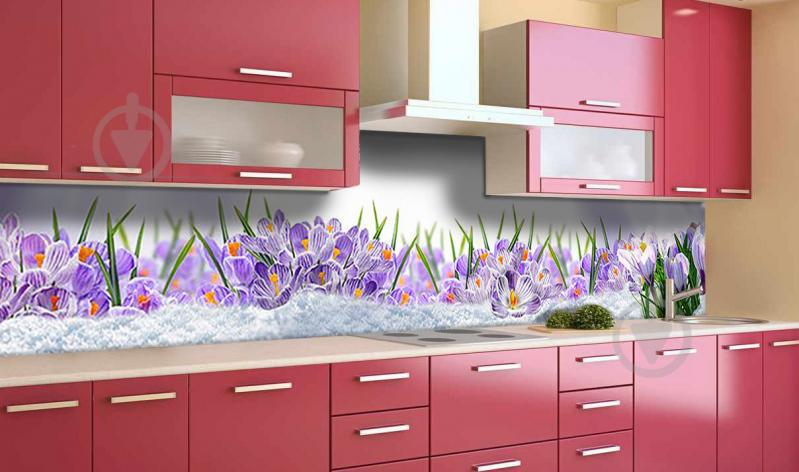 Наклейка виниловая кухонный фартук  Zatarga  "Крокусы в снегу"  600х3000 мм