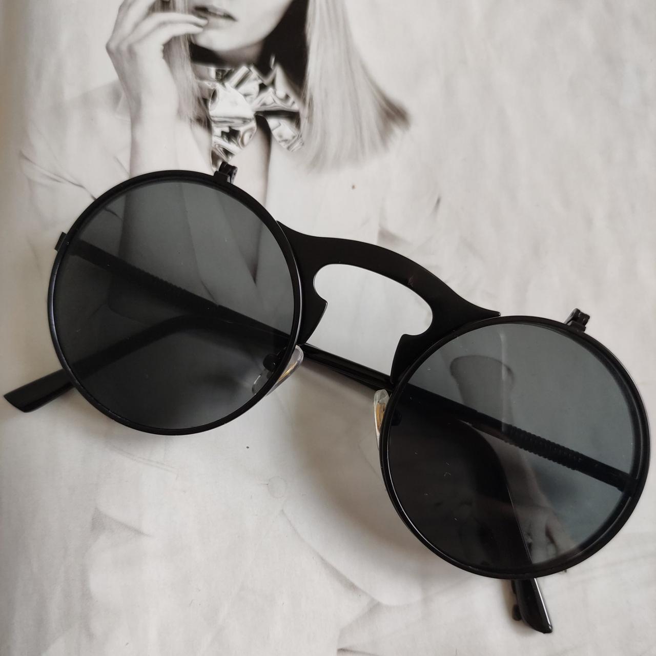 Очки круглые панк двойной флип Черный