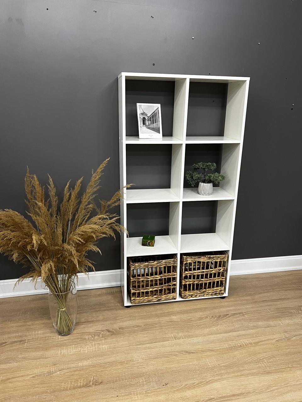 Стелаж для книг та декору на 8 комірок B-8 710х252х1425 мм Білий