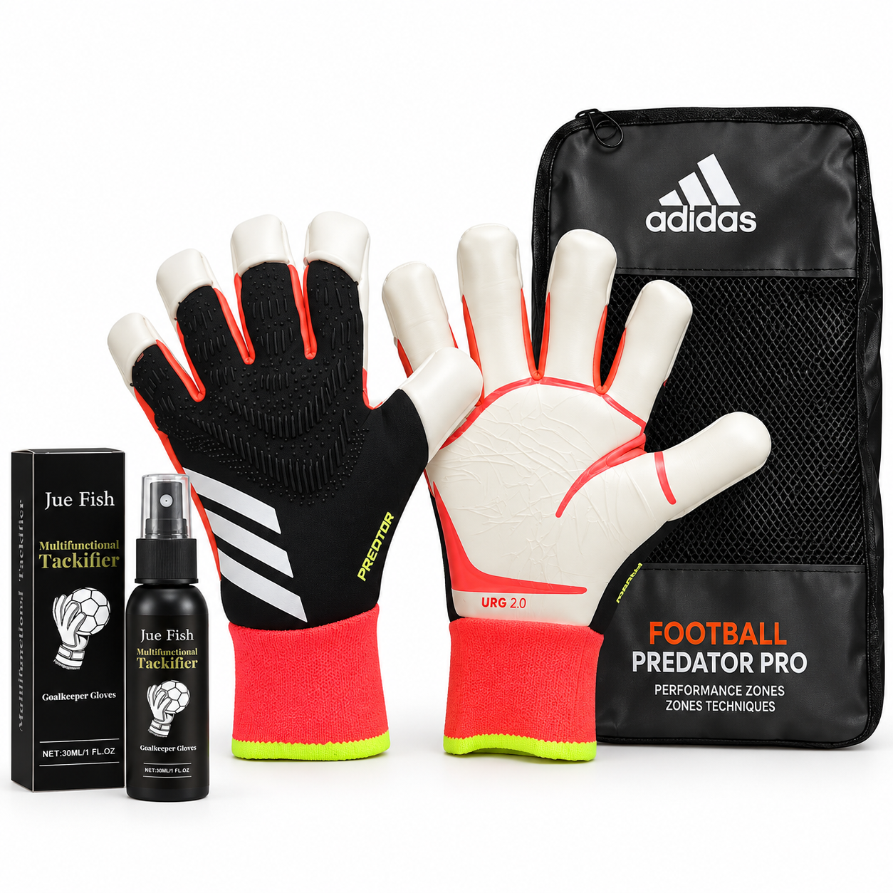 Комплект вратарских перчаток PREDATOP EXTREME PREDATOR PROFI р. 8 с защитой пальцев с чехлом и спреем 30 мл Черно-оранжевый (38443606)