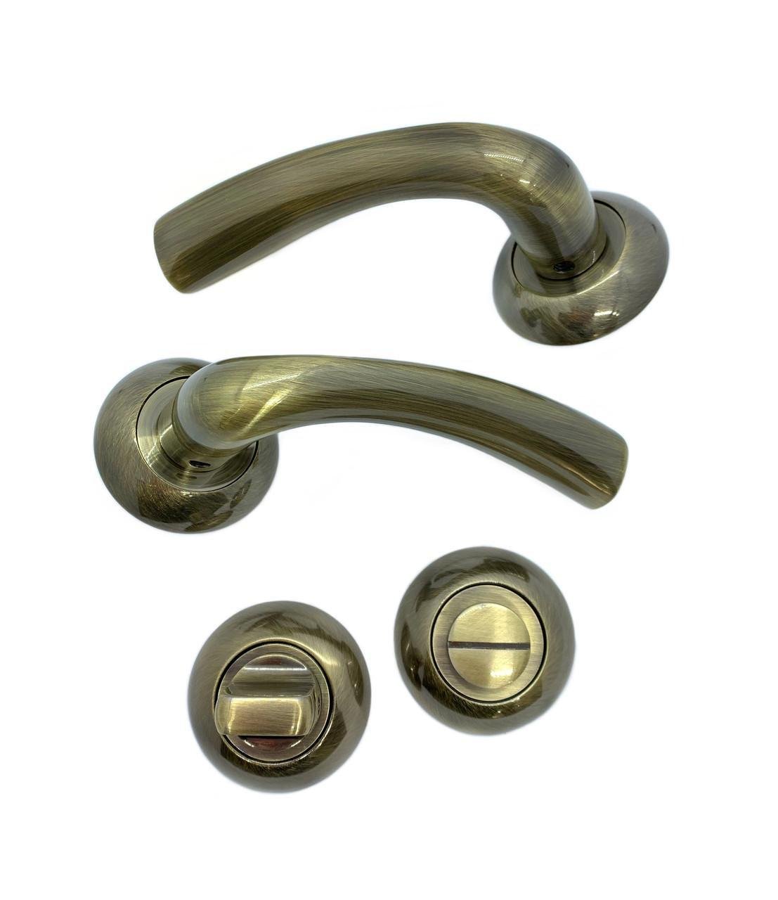 Врезной замок с ручками для межкомнатных дверей Vortex AL-102 АВ WC с защелкой