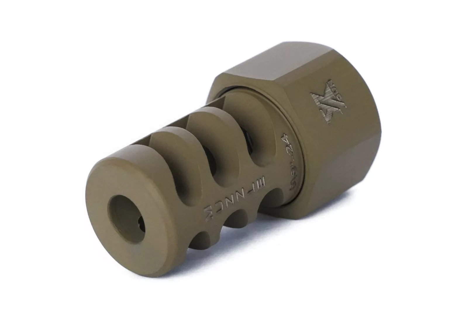 Дульне гальмо-компенсатор Xgun Muzzle кал .223 5,56 різьба 1/2"-28 нержавіюча сталь 420 AISI FDE Дульне гальмо-компенсатор Xgun Muzzle кал .223 5,56 різьба 1/2"-28 нержавіюча сталь 420 AISI FDE
