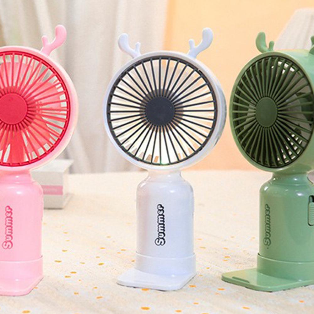 Портативный вентилятор с рожками Олень на аккумуляторе и USB Белый - фото 3