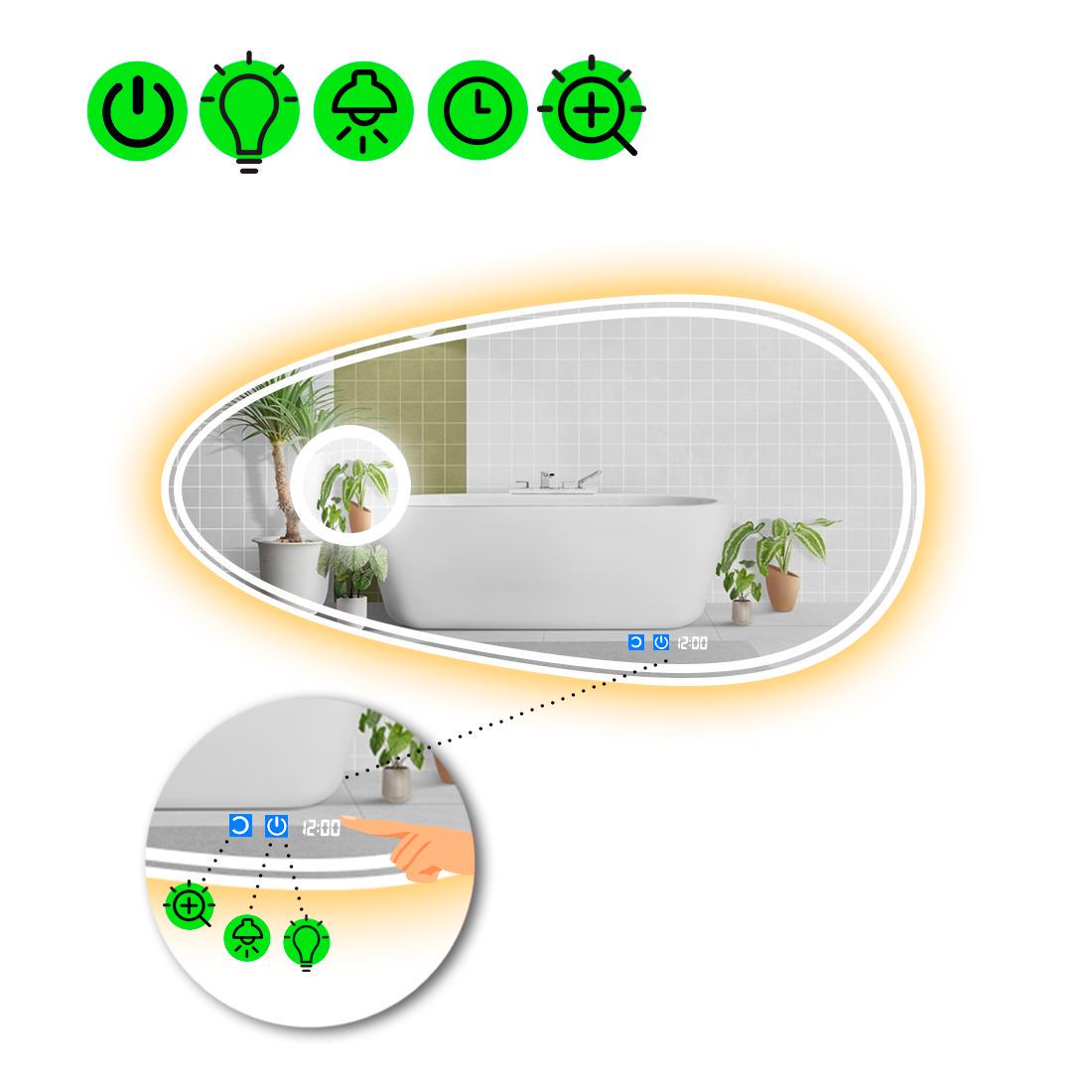 Зеркало с LED подсветкой Occhio 4 с двумя сенсорами и линзой с подсветкой 80x40 см (8776423)