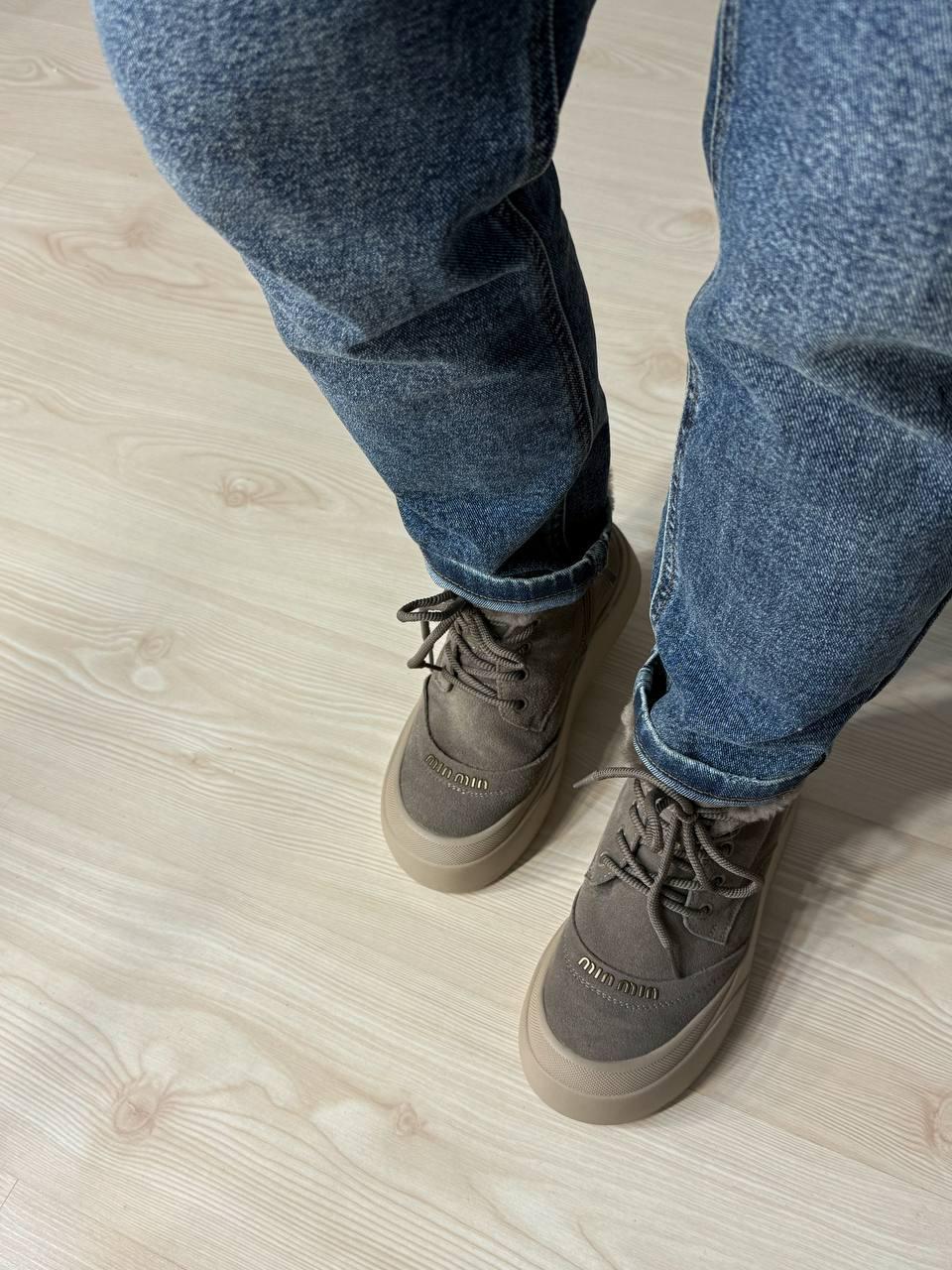 Черевики жіночі Hengji 677-3 замшеві високі кеди на хутрі р. 37 Бежевий (5718) - фото 8