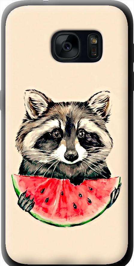 Чехол на Samsung Galaxy S7 G930F Енотик с арбузом (4605b-106-42517)