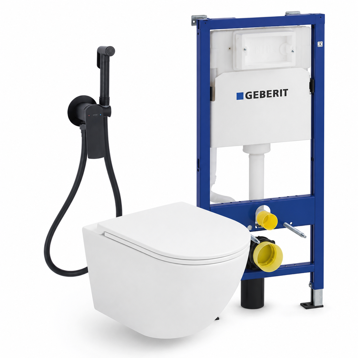 Установка Geberit с подвесным унитазом Focus Tornado и гигиеническим душем 3в1 (GQB31)