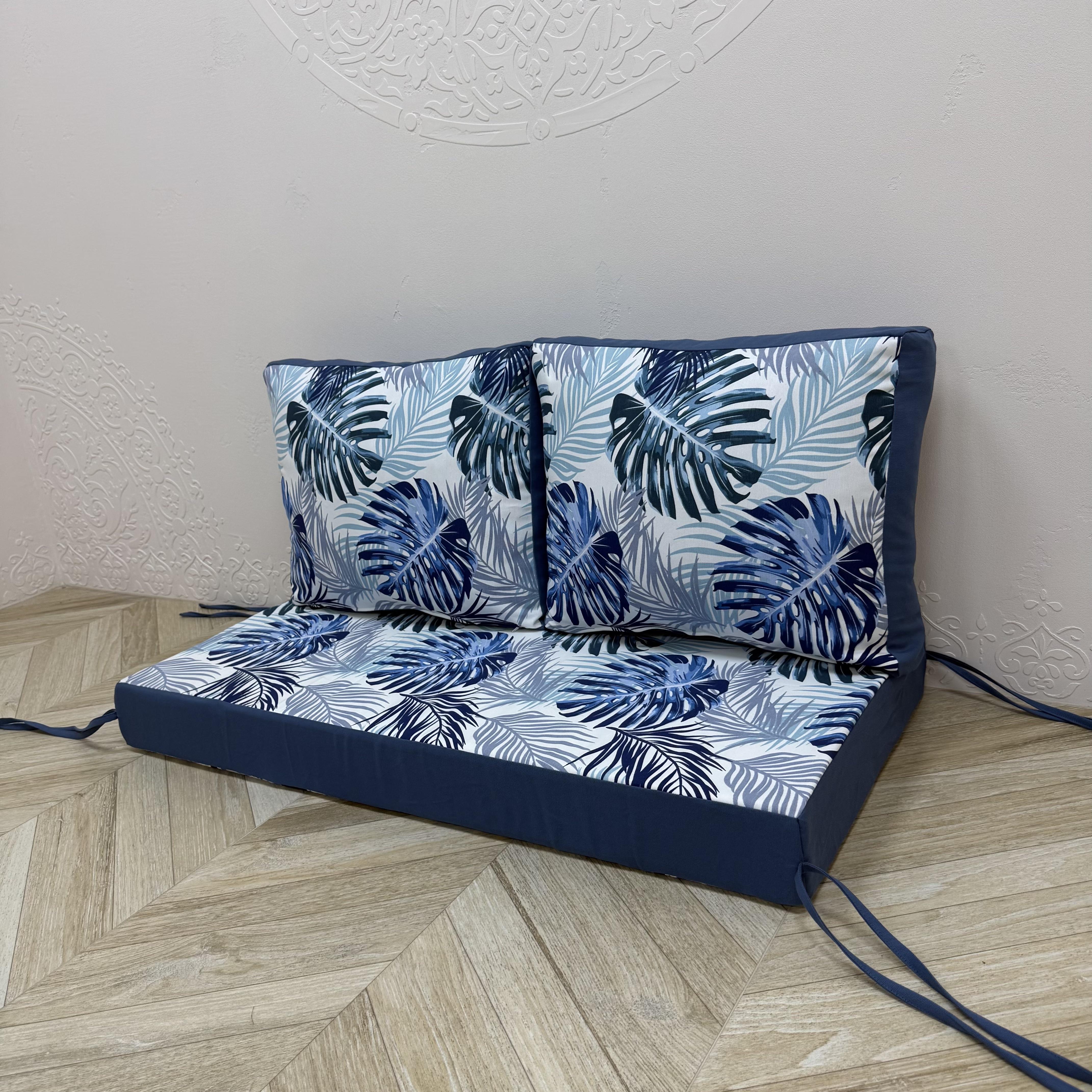 Комплект матрац з подушками Comfort Home Tropical leaves на піддони/гойдалки/каркаси/садові меблі панама 120х60х40х5 см