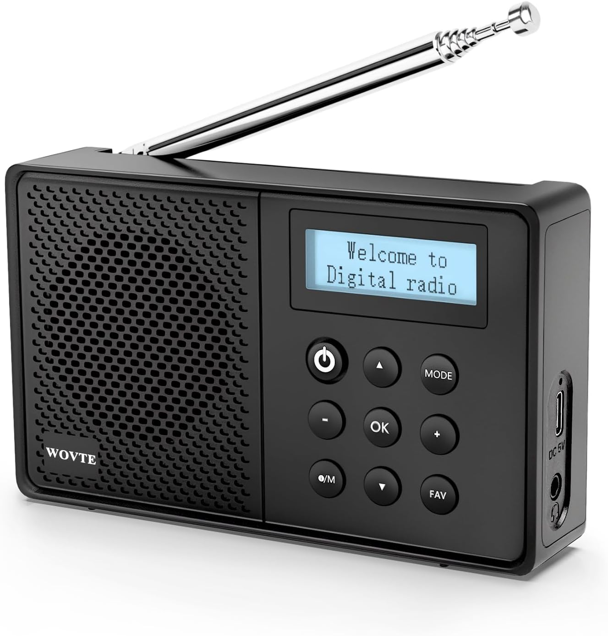 Радіоприймач акумуляторний WOVTE DAB/DAB+/FM з Bluetooth Чорний (3072696667)