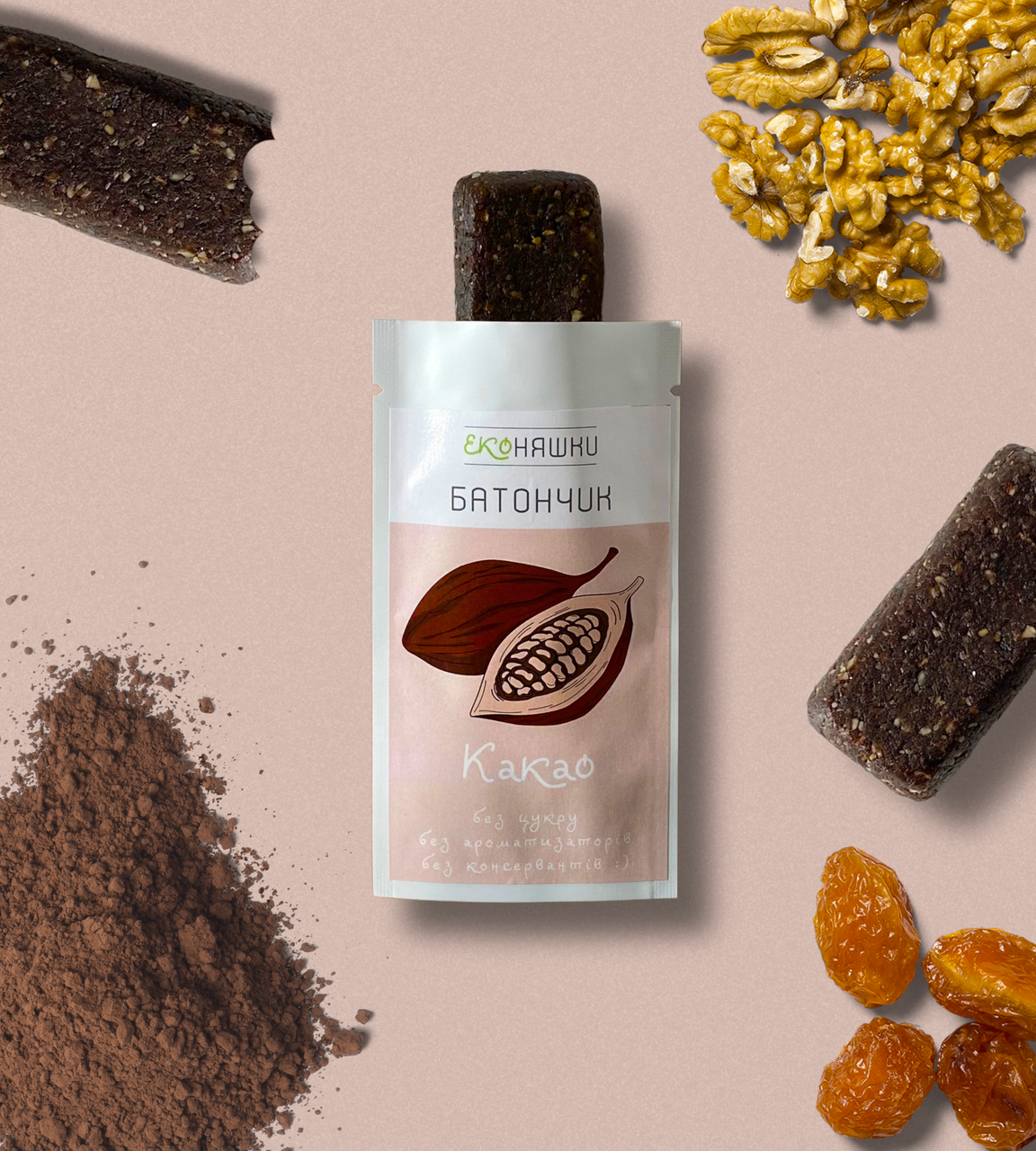 Батончик Еко Няшки Какао RAW без сахара 30 г (BATSASHE30KAKAO) - фото 2