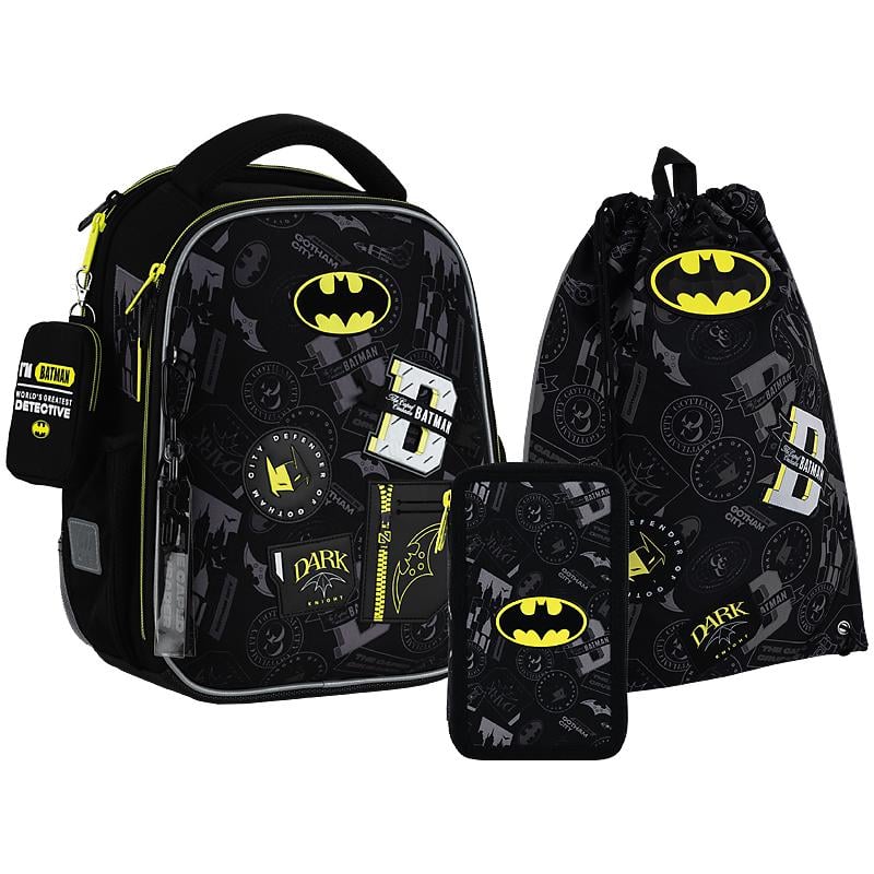 Набір шкільний рюкзак з пеналом та сумкою для взуття KITE SET_DC25-555S Batman (000995177)