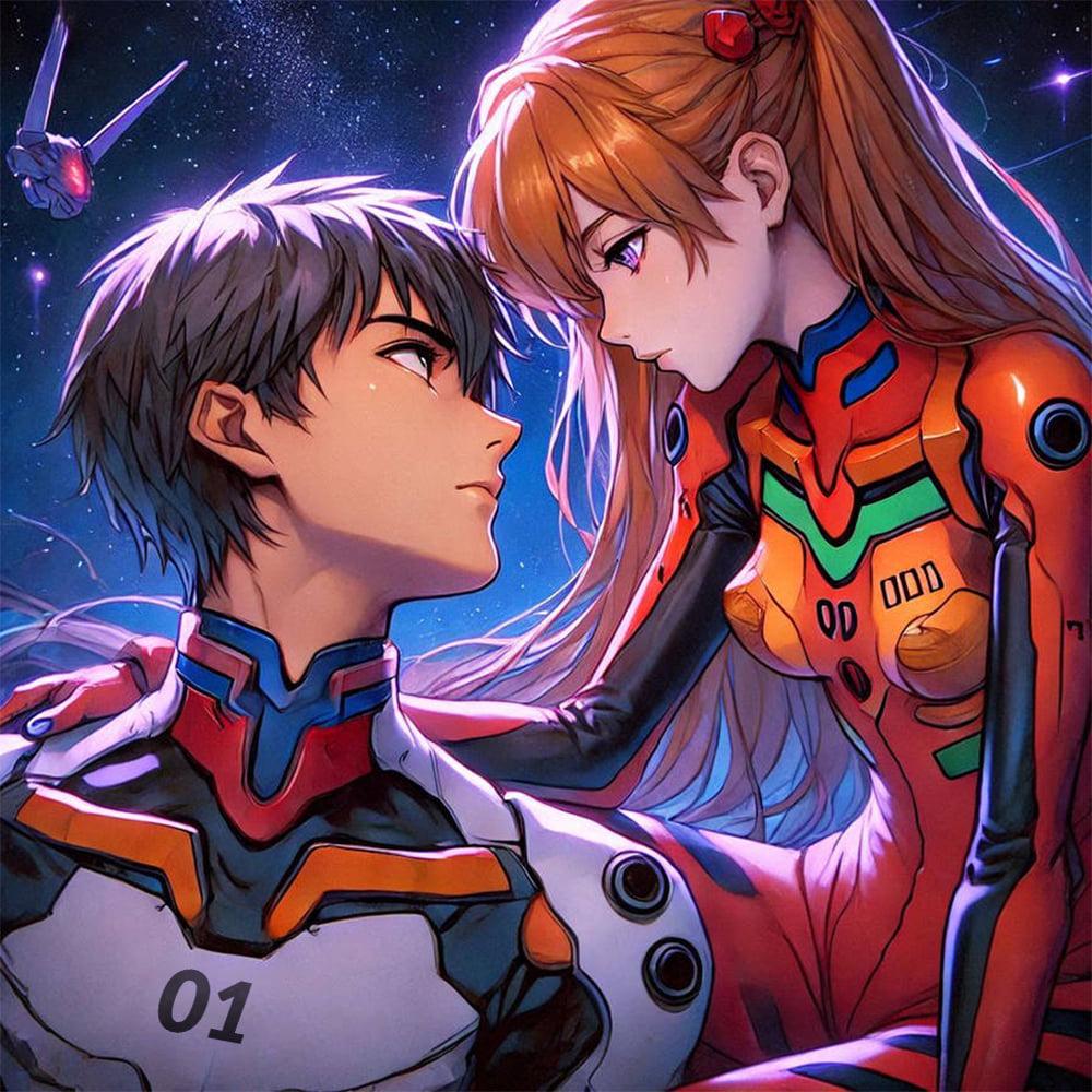 Алмазная мозаика SHLab Аниме Evangelion Синди Икари и Аска SHS-40379 Полная Выкладка 40x40 см (40379)