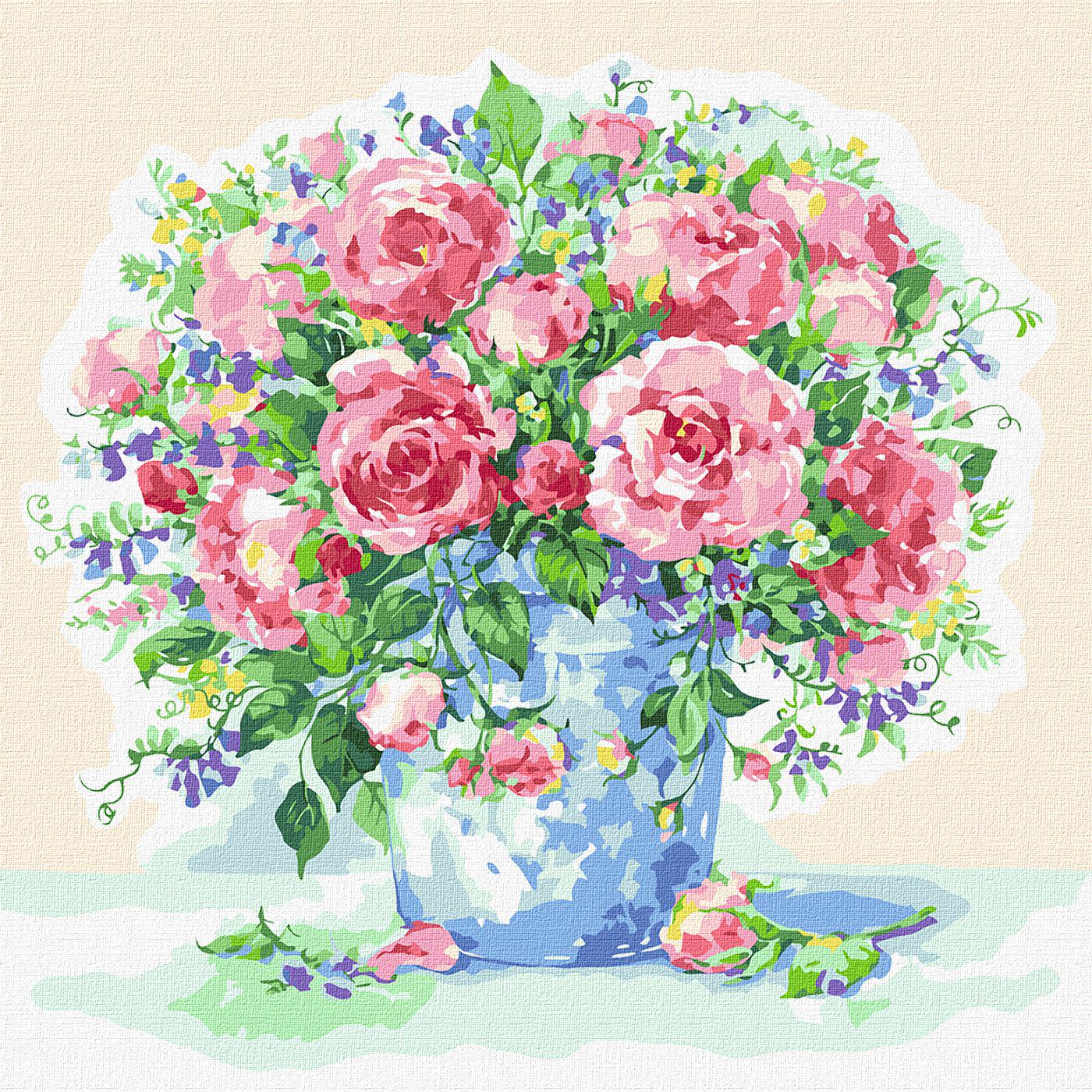 Картина по номерам Идейка Розовые розы 40x40 см (KHO3131)