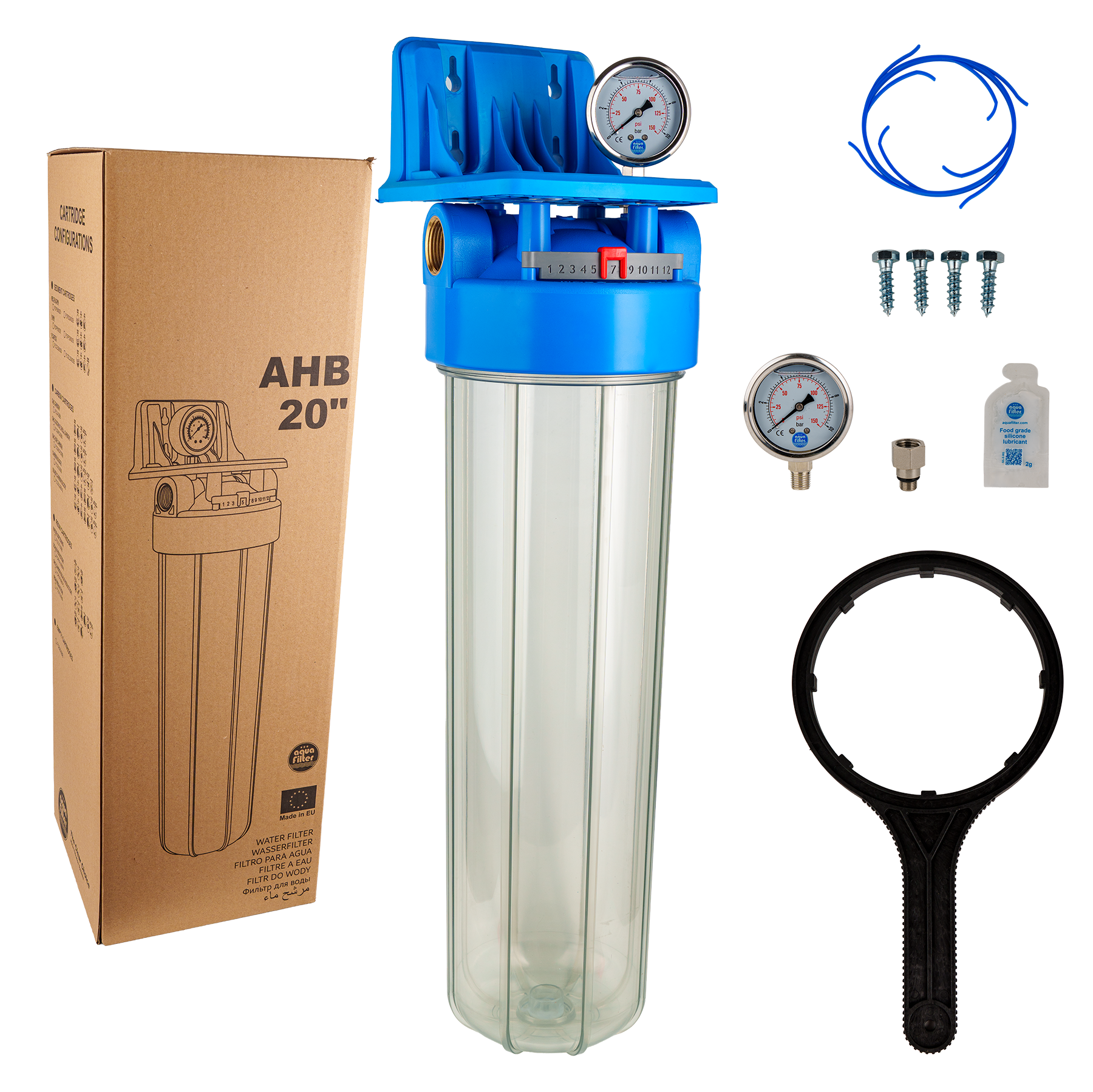 Фільтр магістральний Big Blue 20" з манометром AHB-FH20CBG Прозорий (AHB-FH20CBG) Фільтр магістральний Big Blue 20" з манометром AHB-FH20CBG Прозорий (AHB-FH20CBG)