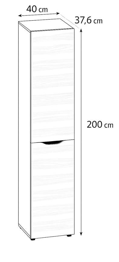 Шафа/пенал Мастер Форм 400 Аякс 40х37,6х200 см Дуб крафт білий/Венге магія - фото 3