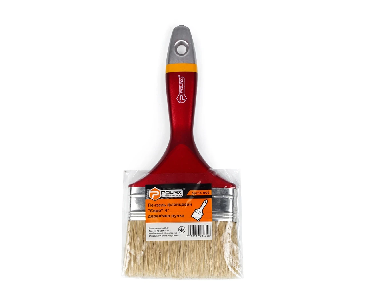Кисть флейцевая Евро 4" деревянная ручка смешанный ворс (2427949081) - фото 2