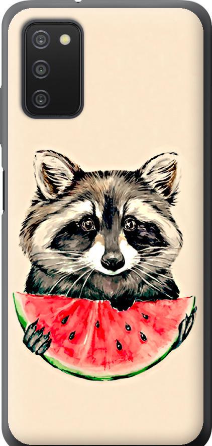 Чохол на Samsung Galaxy A03s A037F Єнотик з кавуном (4605u-2381-42517)