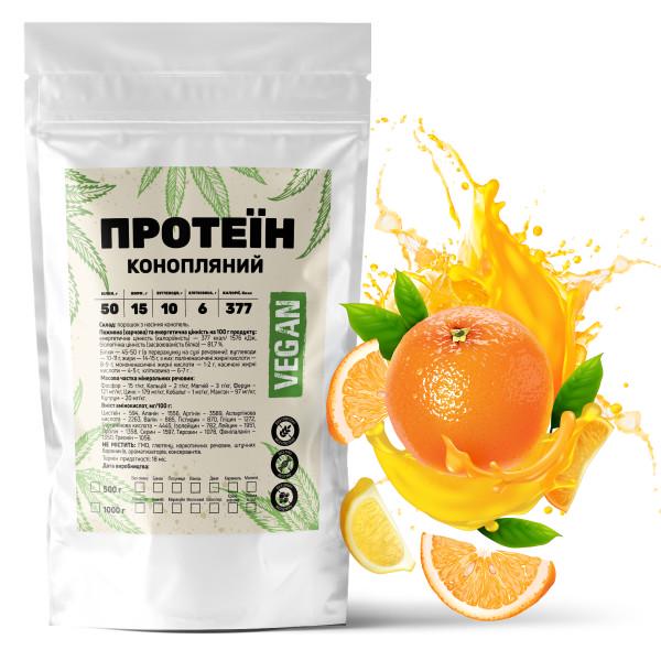 Протеин конопляный Vegan 50% белка из семян конопли с клетчаткой на 33 порции 1 кг Апельсин (21-125-knp-ap1)