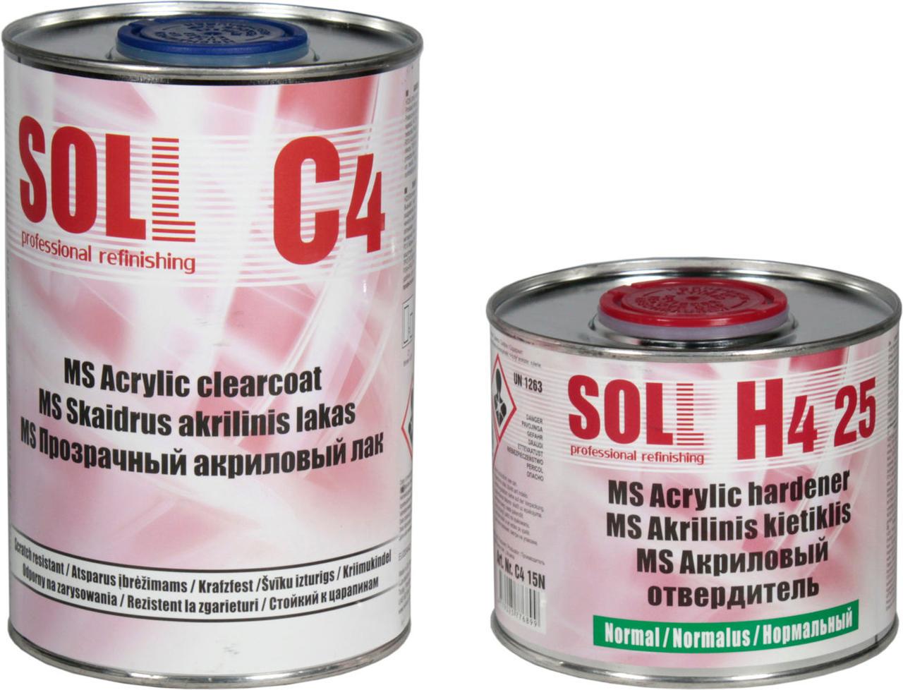Лак акриловый SOLL MS C4 с отвердителем 1 л H4 10 0,5 л 2:1 (C4 15N)
