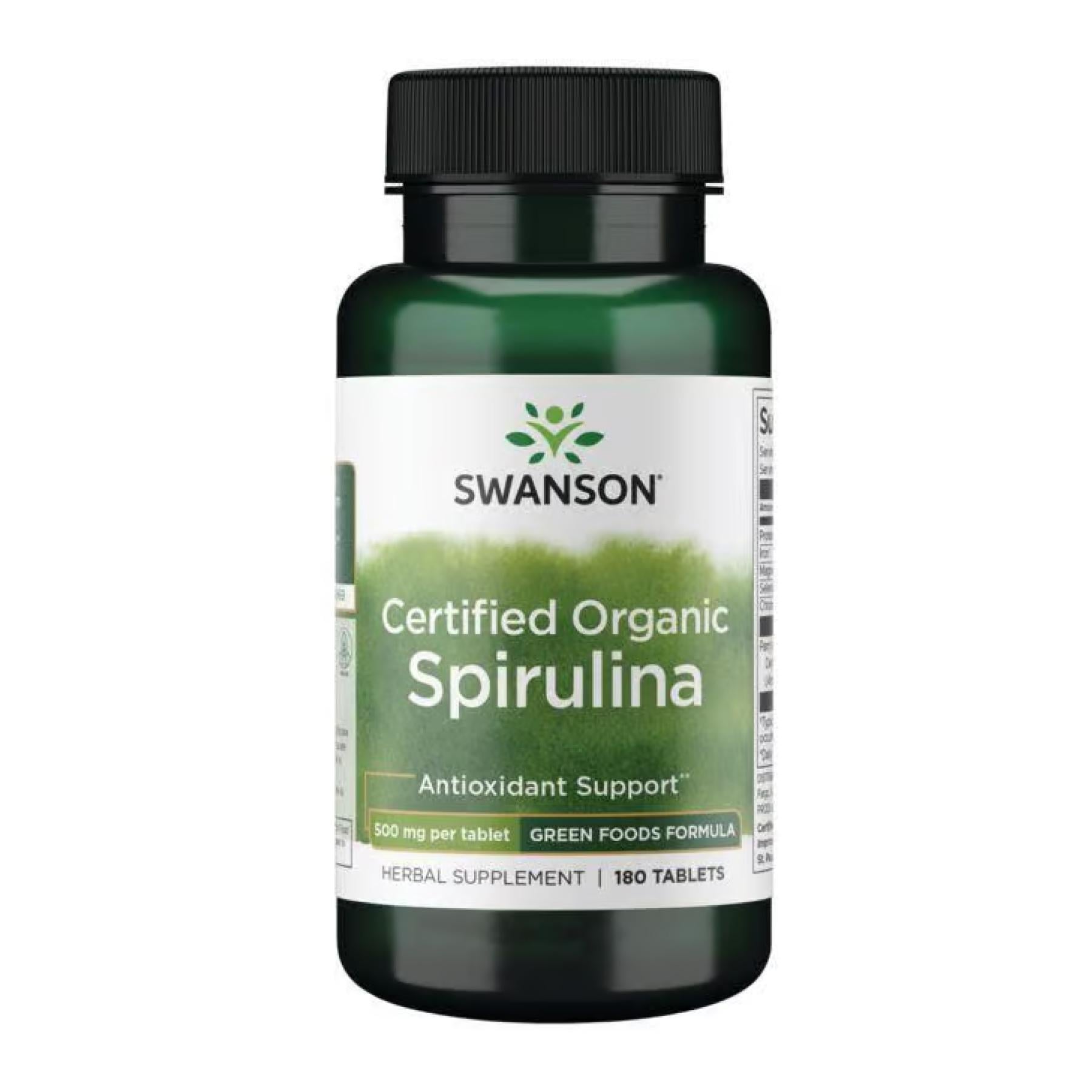 Натуральна добавка Certified Organic Spirulina 500 mg 180 tabs (100-65-3295022-20)