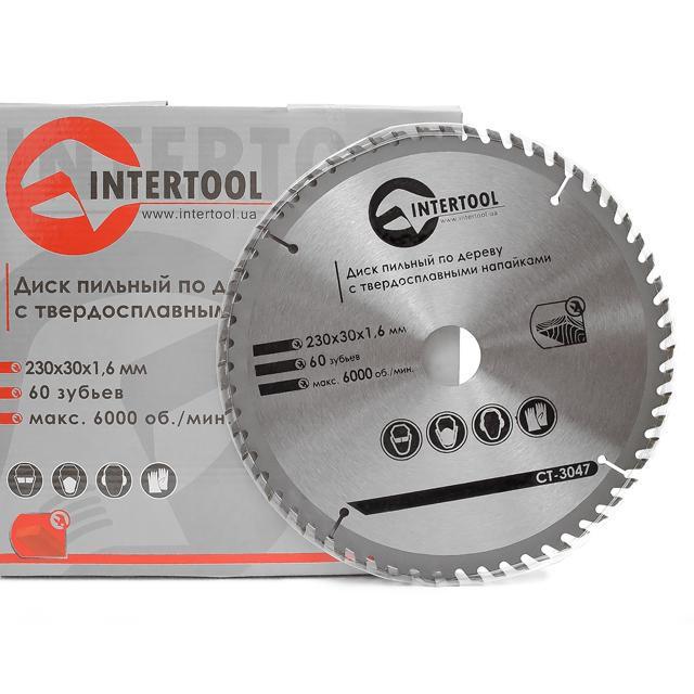 Диск пильный по древесине Intertool CT-3047 с твердосплавными напайками 230x30x1,6 мм 60 зубов 6000 об/мин (9757509) - фото 3