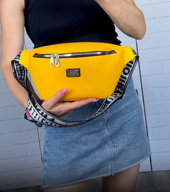 Сумка бананка на пояс женская из экокожи спортивная через плечо Желтый - фото 7