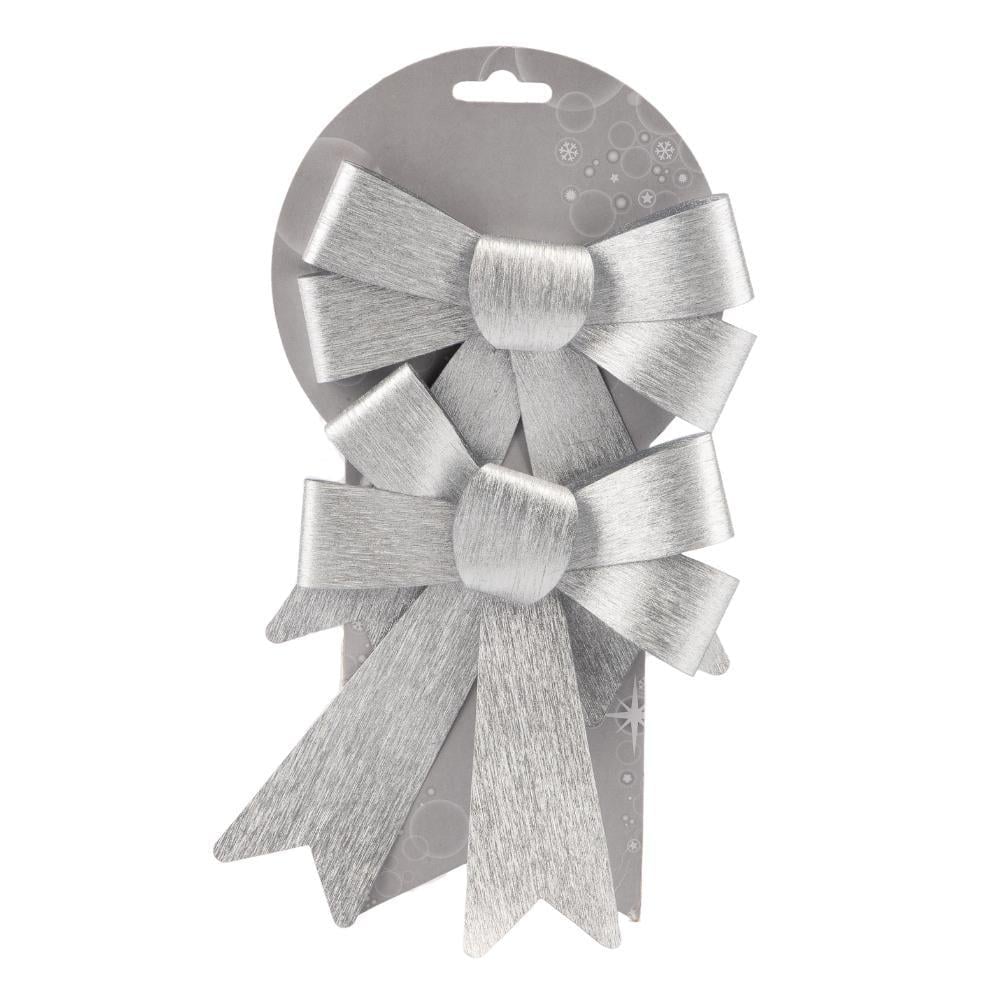 Набор елочных игрушек Серебряный бант 2 шт. 17 см (6040-056) Набор елочных игрушек Серебряный бант 2 шт. 17 см (6040-056)