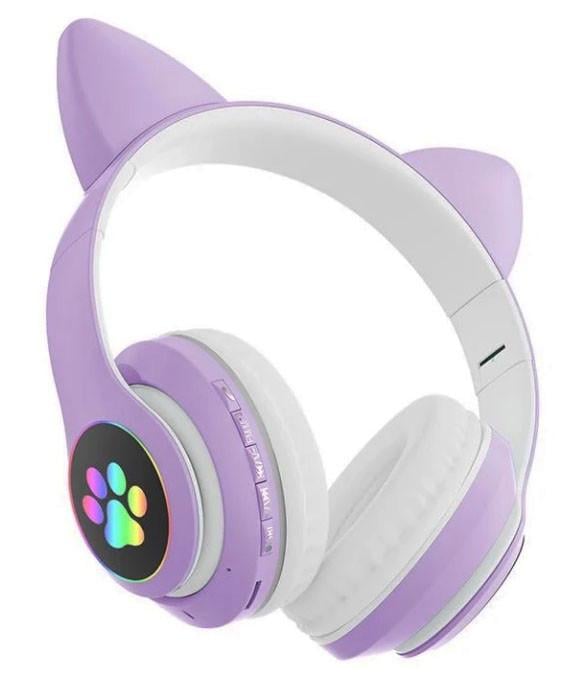 Наушники детские Cat Ear STN-28 Bluetooth с кошачьими светящимися ушками Сиреневый (2054095794) - фото 4