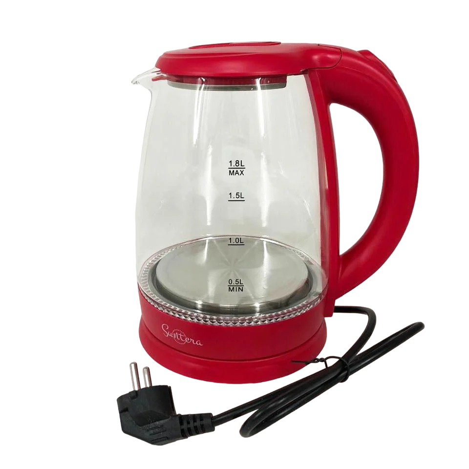 Электрочайник стеклянный Suntera EKB-322B с подсветкой Красный (ws51217)