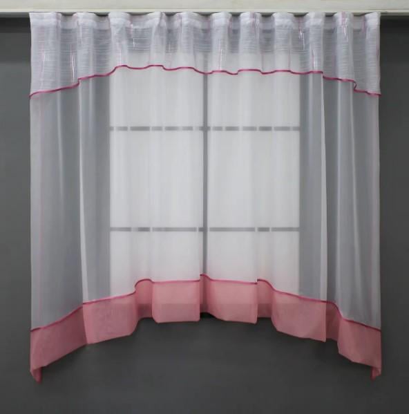 Гардина с аркой на кухню 280х170 см Белый/Розовый (00к 59-955)