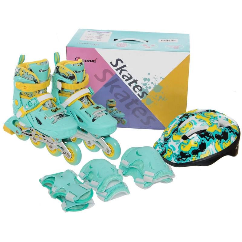 Роликовые коньки раздвижные детские Banwei BW-220 с защитой и шлемом р. 31-34 Мятный (BW-220_Мятный_S_(31-34) - фото 1 Роликовые коньки раздвижные детские Banwei BW-220 с защитой и шлемом р. 31-34 Мятный (BW-220_Мятный_S_(31-34) - фото 1