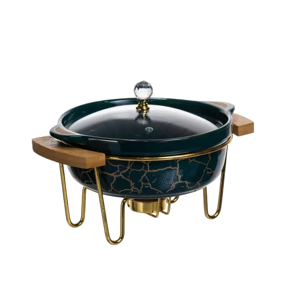 Мармітниця порцелянова для перших страв 800 мл 25х20х17 см Зелений мармур (LC-713)