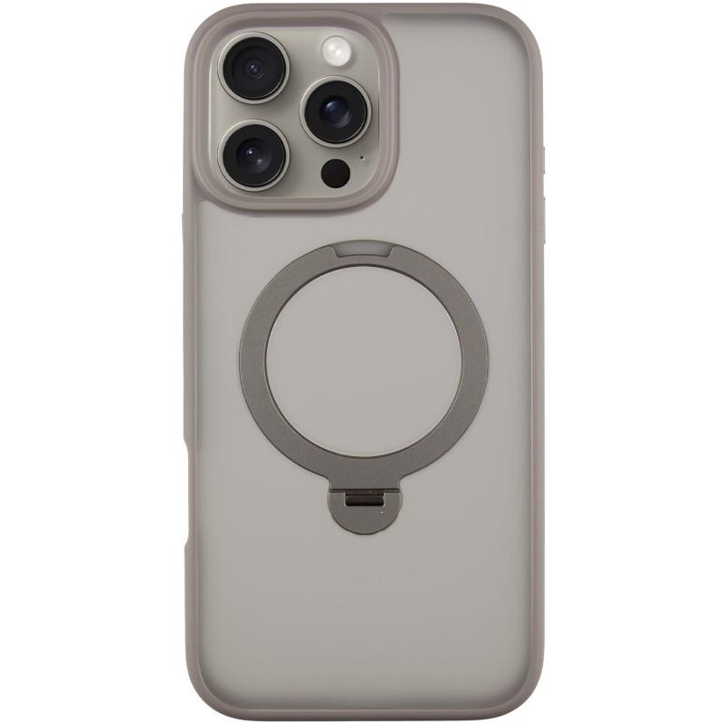 Противоударный TPU+PC чехол Metal Buttons with MagSafe Colorful HQ Ring для Apple iPhone 16 Pro Max (6.9") Grey