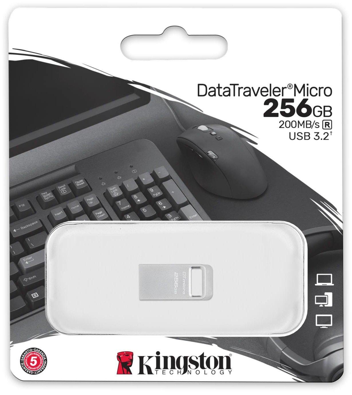 Флеш-пам'ять USB Kingston 3.2 Type-A Gen1 DT Micro R200MB/s 256 GB Metal (DTMC3G2/256GB) - фото 4