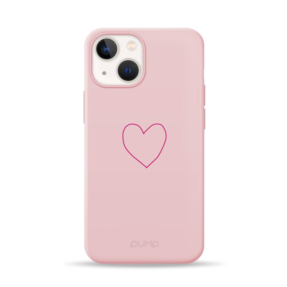 Чохол Pump Silicone Minimalistic Case для iPhone 13 Krivoe Heart Рожевий З малюнком