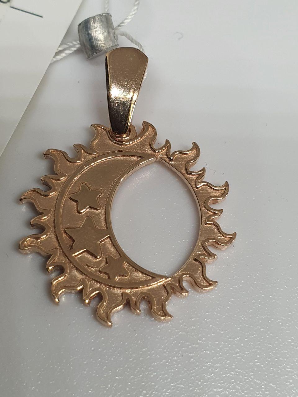 Срібний кулон підвіска Місяць з зірками в сонці позолота (2583718796) - фото 5 Срібний кулон підвіска Місяць з зірками в сонці позолота (2583718796) - фото 5