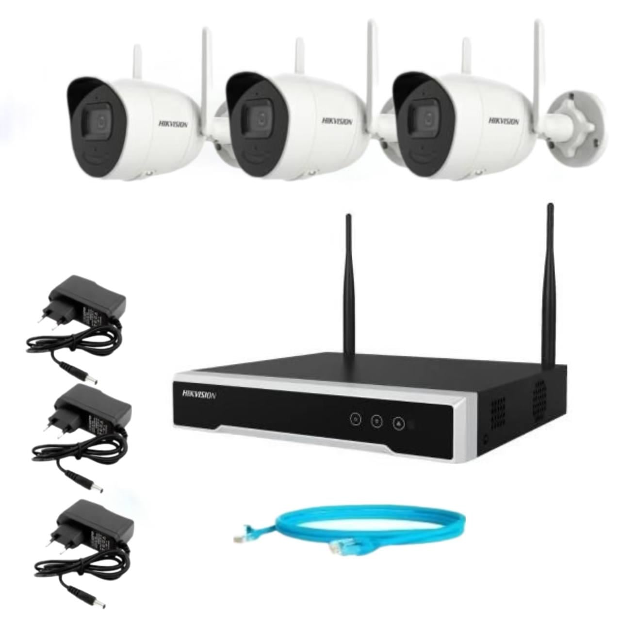 Набір відеонагляду на 3 бездротові камери Hikvision 4Mp-Wi-Fi-DS-2CV2041G2-IDW зі звуком (23321797)