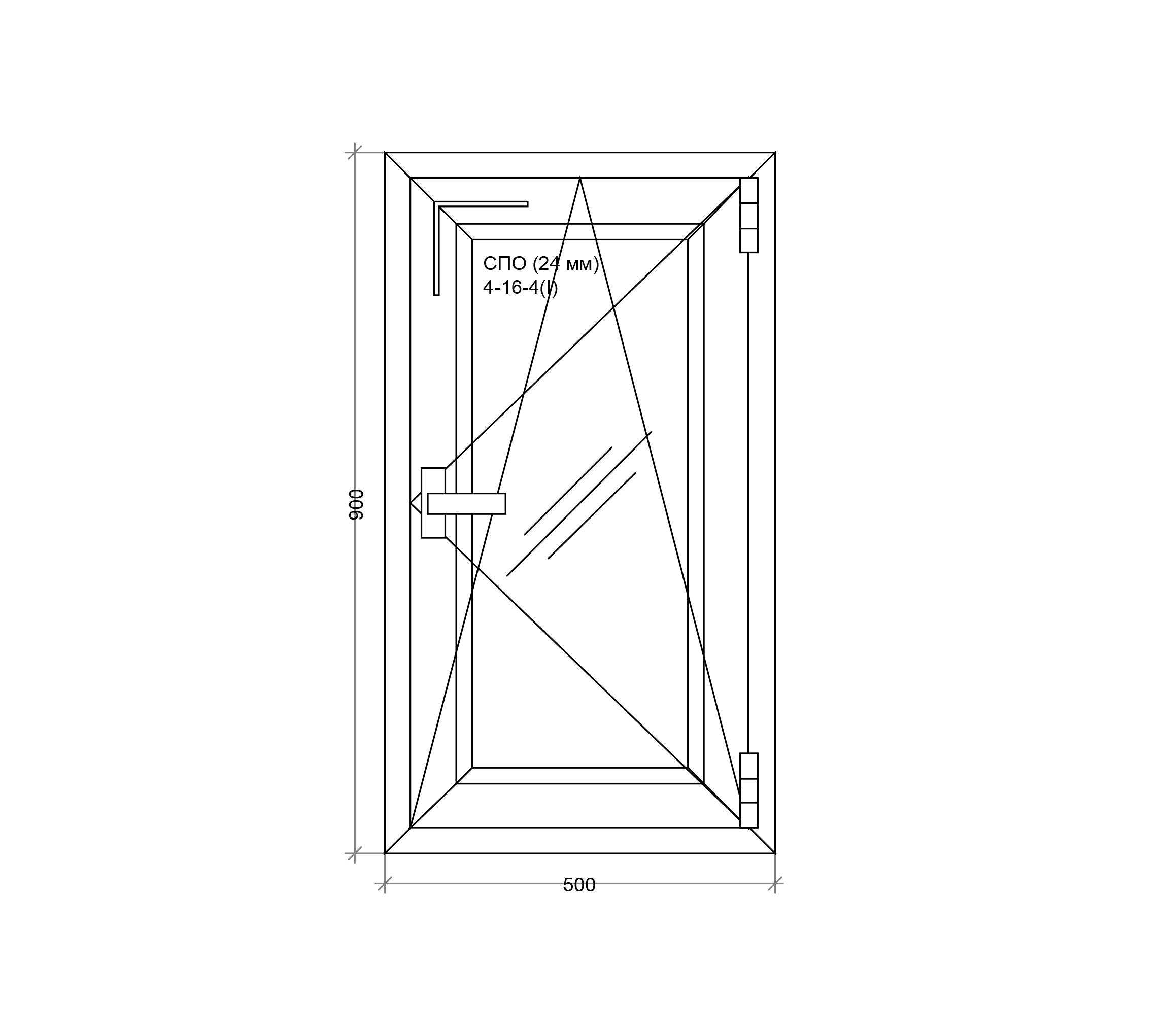 Окно металопластиковое WDS 5S поворотно-откидное 500x900 мм - фото 2