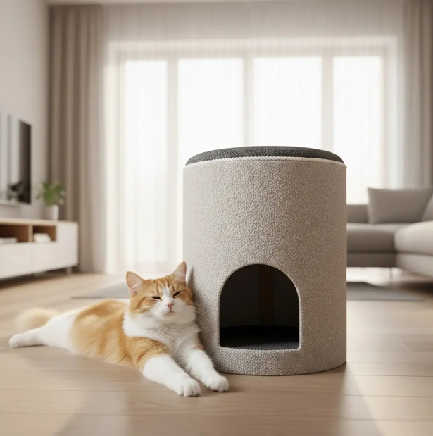 Пуф в прихожую с домиком для котика кошки 50х38 см