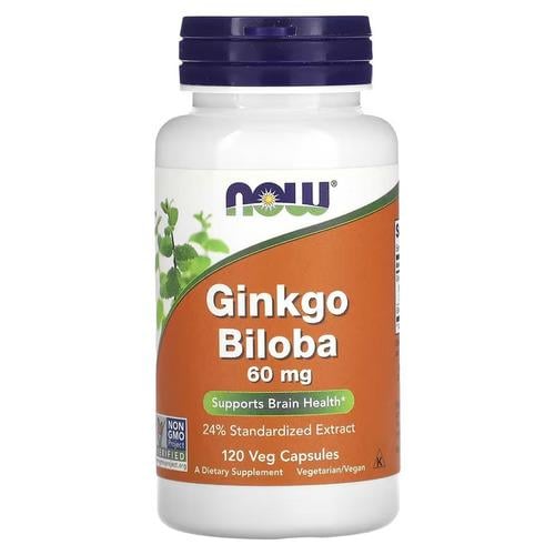 Гінкго Білоба NOW Ginkgo Biloba 60 мг 120 Veg Capsules (NOW-04687)