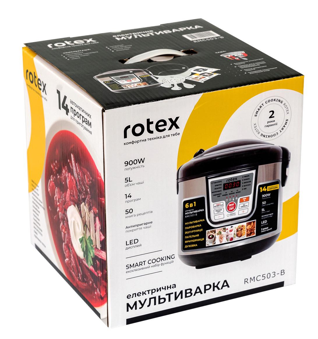 Мультиварка Rotex RMC-503B 5 л 14 програм 900 Вт Нержавіюча сталь/Чорний (127270) - фото 7