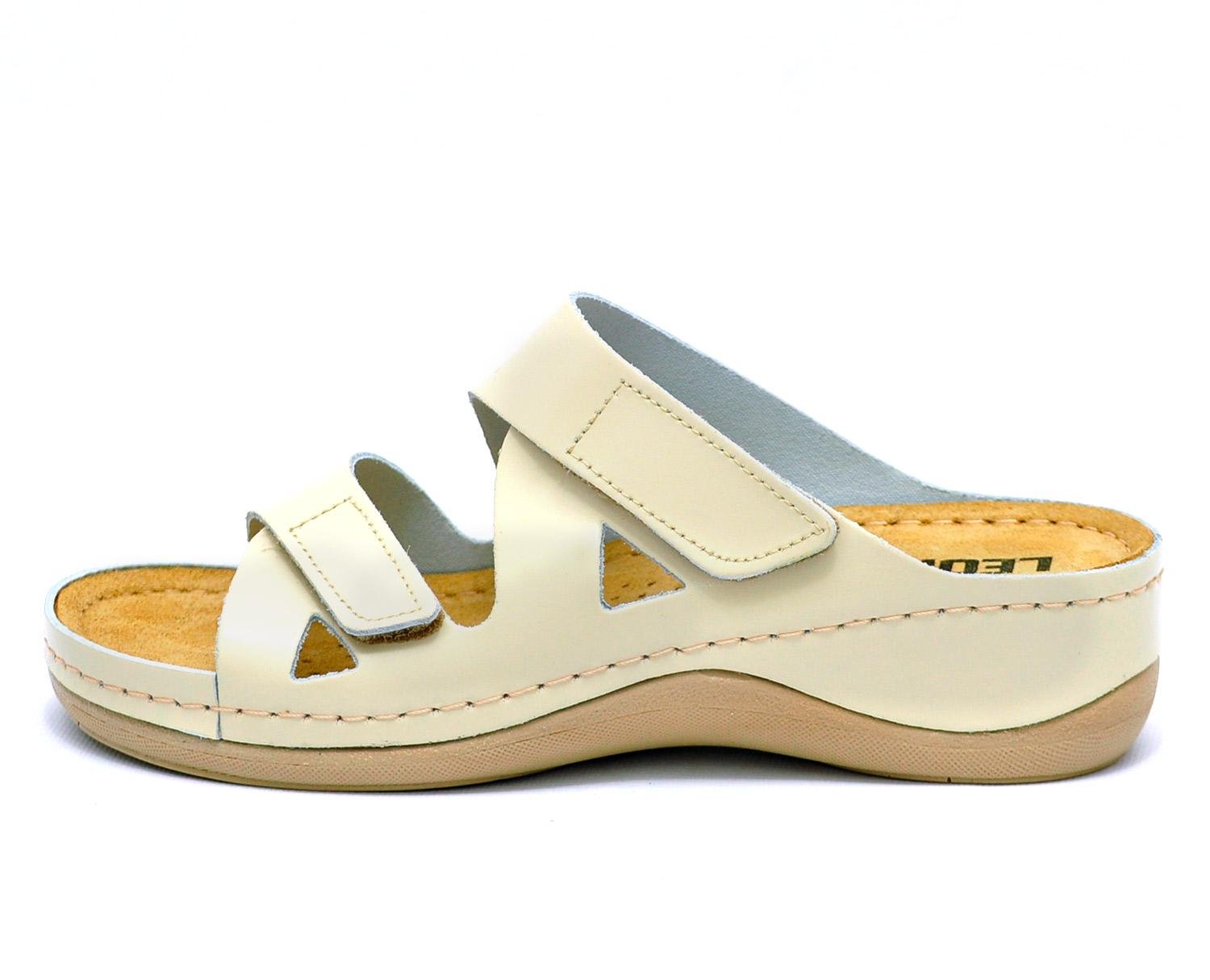 Женские шлепанцы кожаные Leon 906 р. 36 Перламутровый