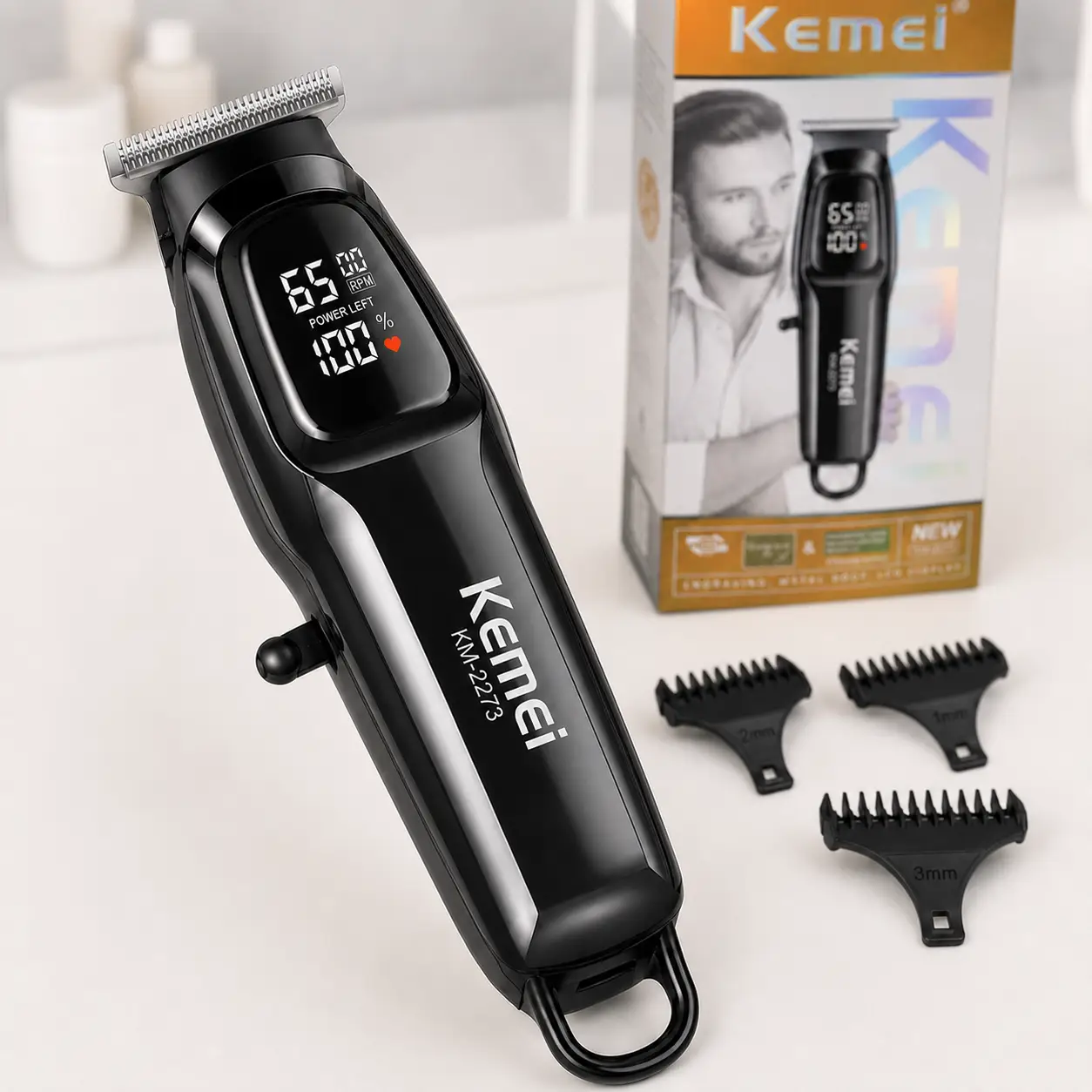 Машинка для стрижки Kemei KM-2273 3 насадки Черный (35477406) Машинка для стрижки Kemei KM-2273 3 насадки Черный (35477406)