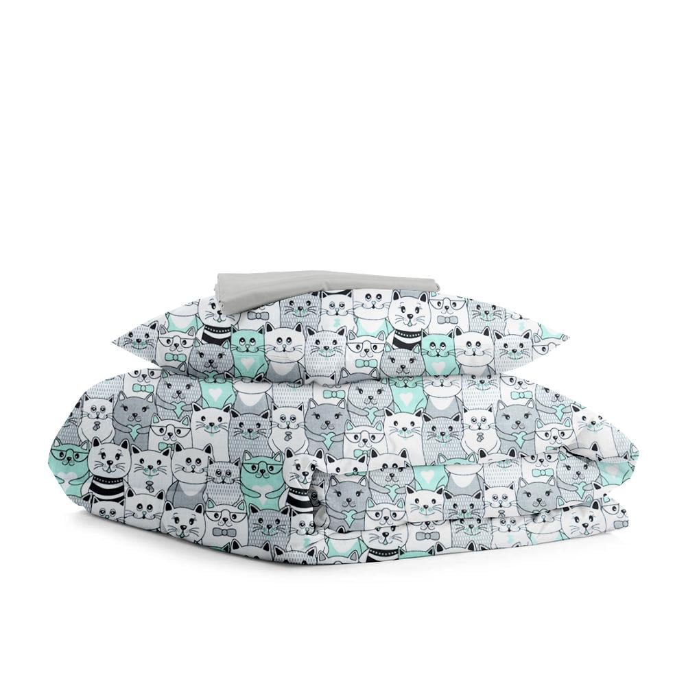 Комплект подросткового постельного белья Cosas Cats Dots Grey 155х215 см на резинке (4822052036709)