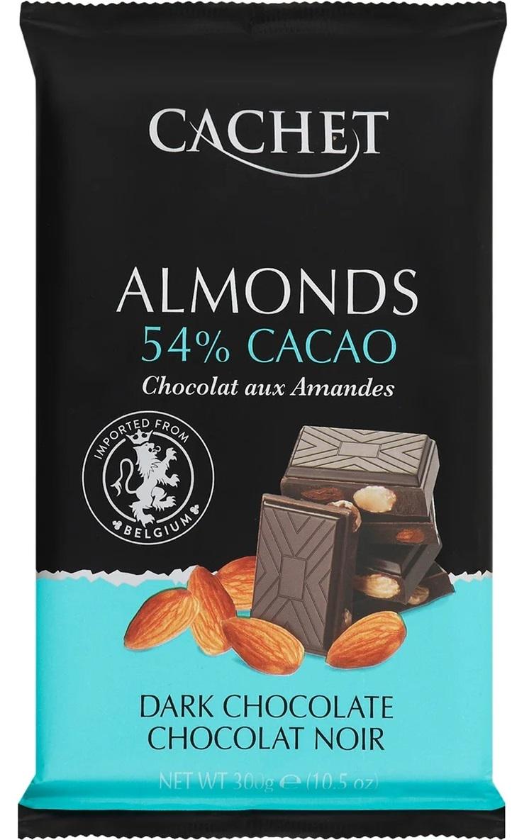 Шоколад Cachet Almonds чорний мигдаль 54 % какао 300 г (20584570)