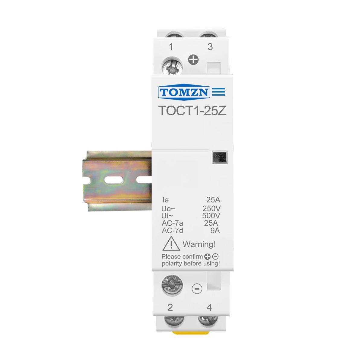 Контактор модульный TOMZN TOCT1-25Z 2P 25 А 2NO 12 V DC (TOCT1-25Z-DC-12V-2NO) - фото 3
