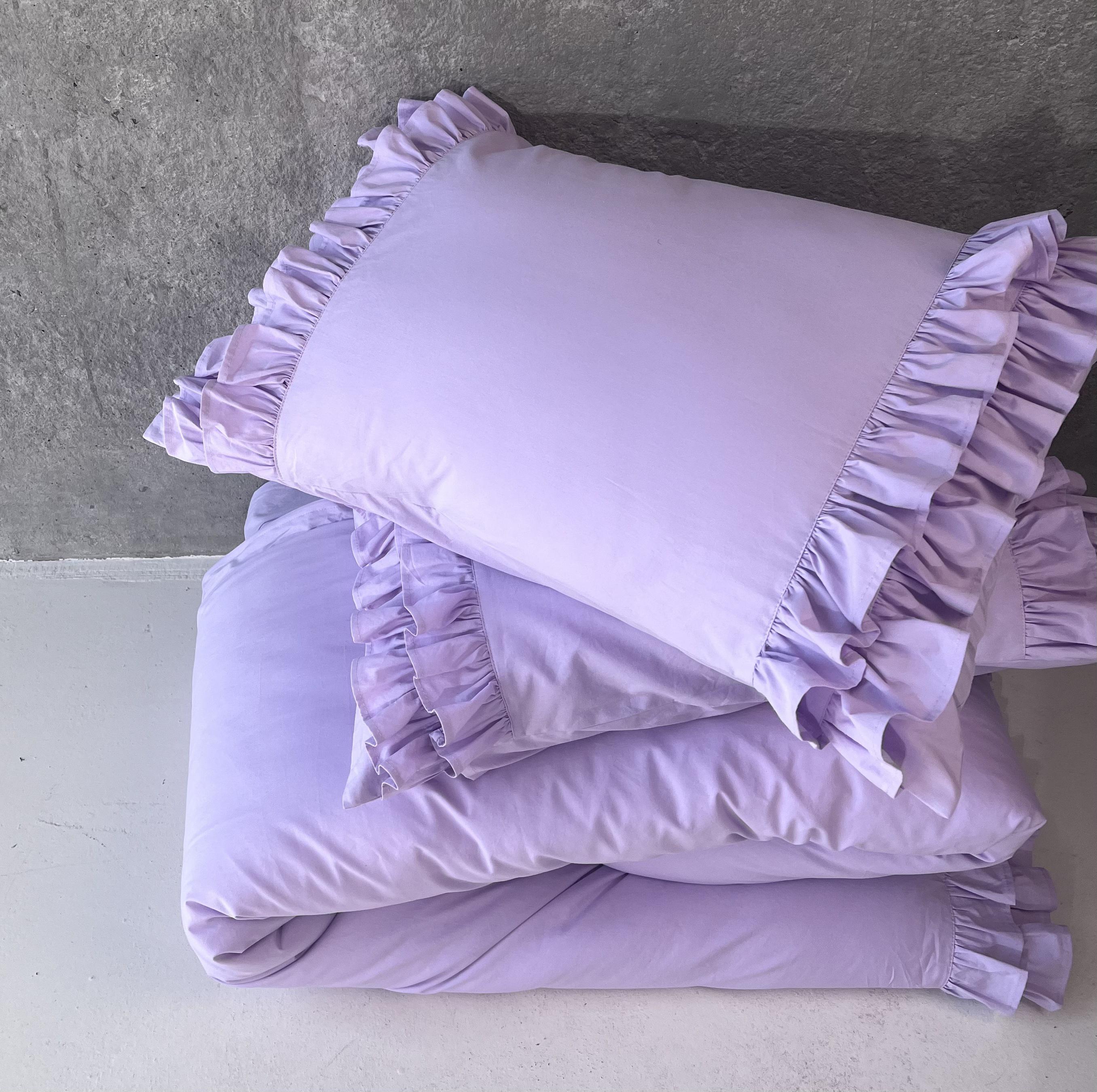 Комплект постільної білизни White Dream полуторний з рюшами 155х215 см варена бавовна Ліловий (2003/2R) - фото 2 Комплект постільної білизни White Dream полуторний з рюшами 155х215 см варена бавовна Ліловий (2003/2R) - фото 2