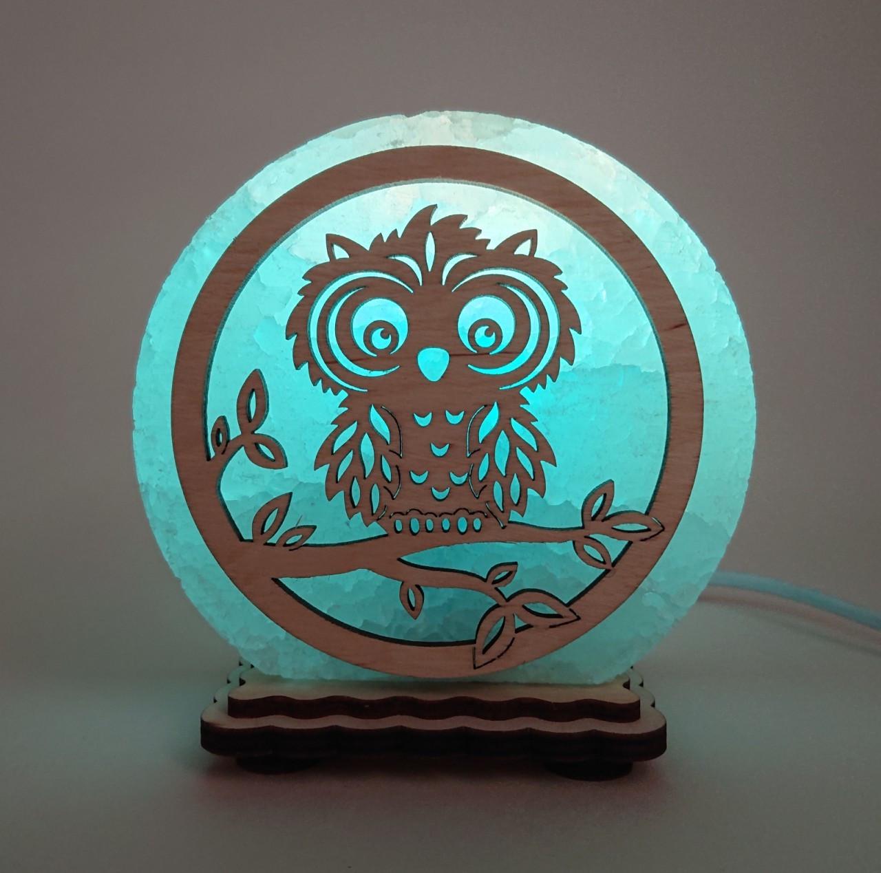 Соляной светильник Совёнок на ветке (KM-00013-b)