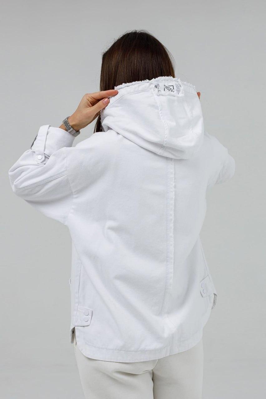 Куртка-толстовка джинсовая женская 5XL Белый (0711a/5XL) - фото 3 Куртка-толстовка джинсовая женская 5XL Белый (0711a/5XL) - фото 3