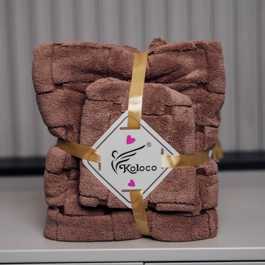 Набор полотенец МикроКроткость квадратик фибра Коричневый (88099)